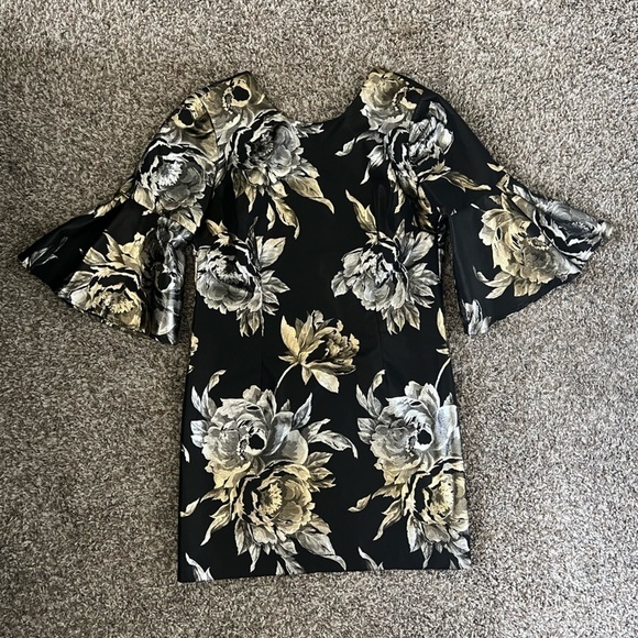 Trina Turk Rachelle Gold Floral Jacquard Formal Dress - Picture 6 of 6